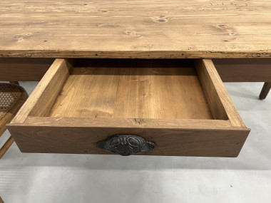 Table de ferme des années 50 en chêne et pin, vue 8