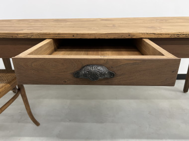 Table de ferme des années 50 en chêne et pin, vue 9