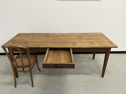 Table de ferme des années 50 en chêne et pin, vue 10