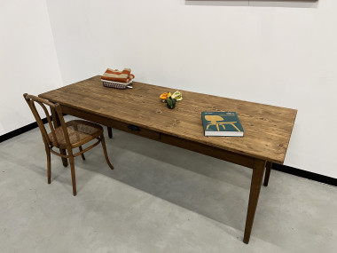 Table de ferme des années 50 en chêne et pin, vue 1