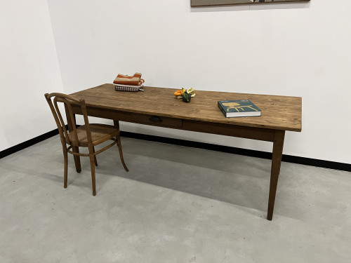 Table de ferme des années 50 en chêne et pin, vue 11