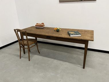 Table de ferme des années 50 en chêne et pin, vue 11