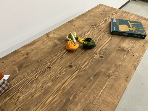 Table de ferme des années 50 en chêne et pin, vue 13