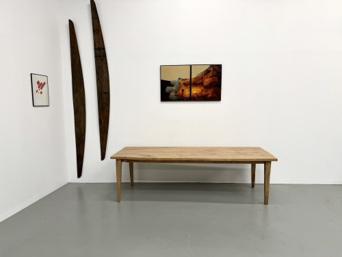 Grande table de salle à manger en chêne massif, au format XXL., vue 1