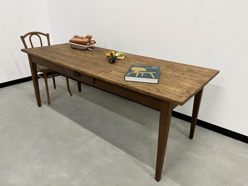 Table de ferme des années 50 en chêne et pin, vue 15