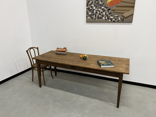 Table de ferme des années 50 en chêne et pin, vue 16