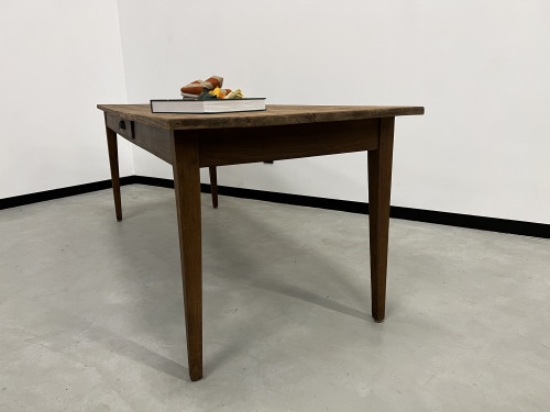 Table de ferme des années 50 en chêne et pin, vue 17