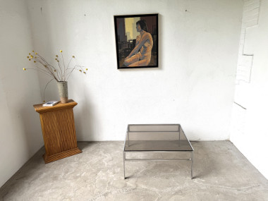 Table basse moderniste en chrome et verre fumé, vers 1970., vue 13