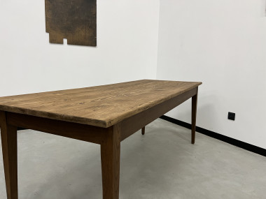 Table de ferme des années 50 en chêne et pin, vue 27