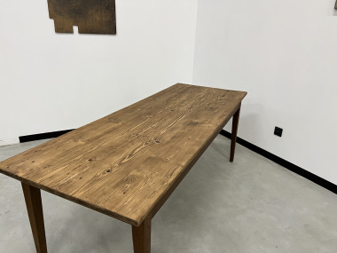 Table de ferme des années 50 en chêne et pin, vue 28