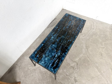 Table basse en métal et céramique signée J. Belarti, circa 1970, vue 18