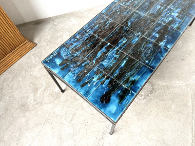 Table basse en métal et céramique signée J. Belarti, circa 1970, vue 22