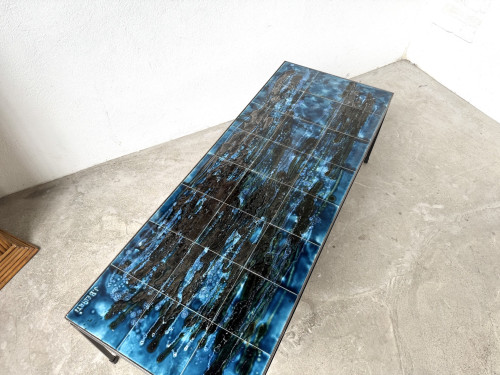 Table basse en métal et céramique signée J. Belarti, circa 1970, vue 23