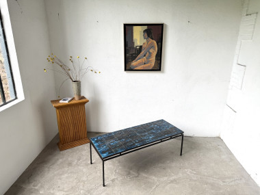 Table basse en métal et céramique signée J. Belarti, circa 1970, vue 25