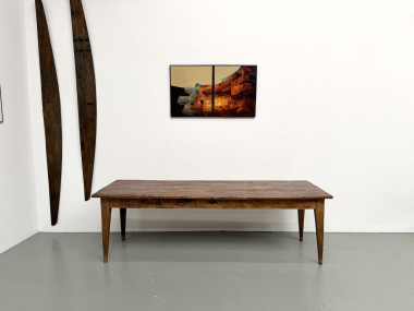 Table de ferme XXL ancienne en noyer, vue 4