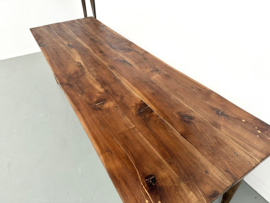 Table de ferme XXL ancienne en noyer, vue 9