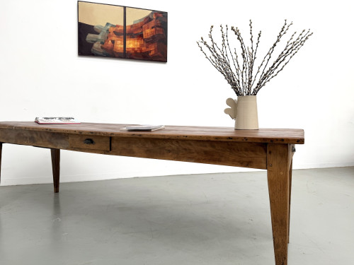 Table de ferme XXL ancienne en noyer, vue 40