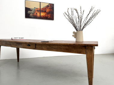 Table de ferme XXL ancienne en noyer, vue 40