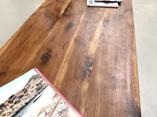 Table de ferme XXL ancienne en noyer, vue 45