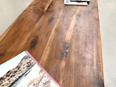 Table de ferme XXL ancienne en noyer, vue 45