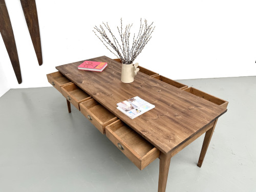 Ancienne table d'école à 8 tiroirs, vue 29