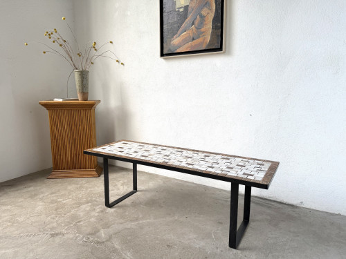 Table basse moderniste en céramique émaillée, circa 1960, vue 5
