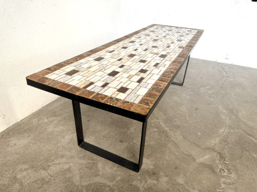 Table basse moderniste en céramique émaillée, circa 1960, vue 15