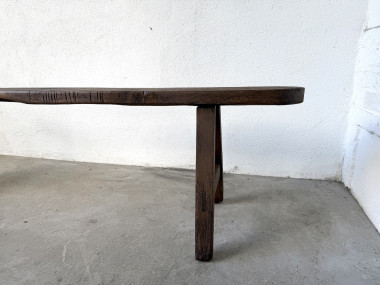 Banc ancien en chêne massif, circa 1900, vue 4