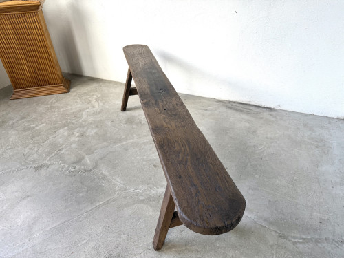 Banc ancien en chêne massif, circa 1900, vue 8