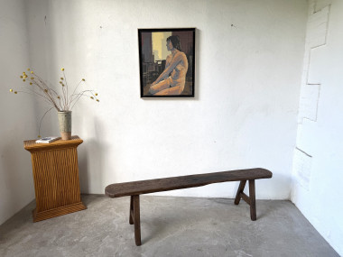 Banc ancien en chêne massif, circa 1900, vue 10