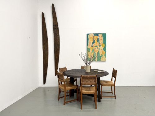 Table ronde art populaire en chêne, circa 1880, vue 2