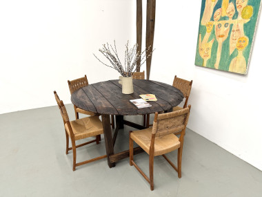 Table ronde art populaire en chêne, circa 1880, vue 5