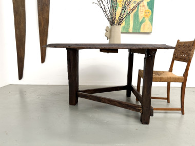 Table ronde art populaire en chêne, circa 1880, vue 7
