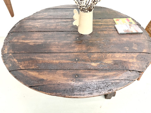 Table ronde art populaire en chêne, circa 1880, vue 8