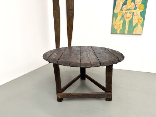 Table ronde art populaire en chêne, circa 1880, vue 23