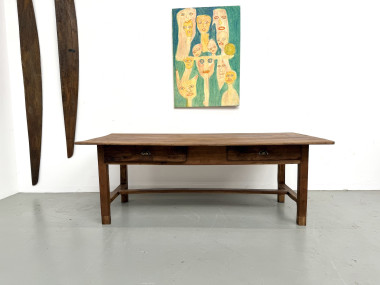 Table de ferme française en noyer massif, circa 1920, vue 3