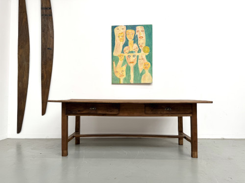 Table de ferme française en noyer massif, circa 1920, vue 4