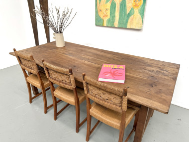 Table de ferme française en noyer massif, circa 1920, vue 20