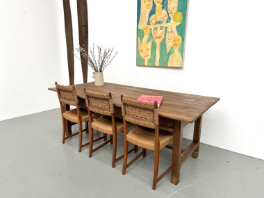 Table de ferme française en noyer massif, circa 1920, vue 21