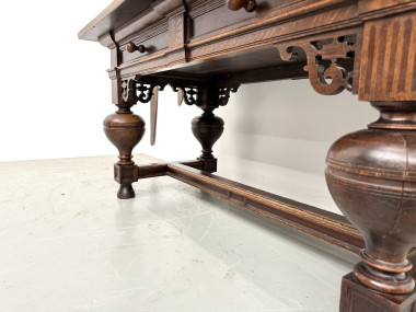 Bureau néo-Renaissance en chêne massif, circa 1900, vue 13