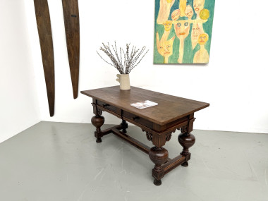 Bureau néo-Renaissance en chêne massif, circa 1900, vue 21