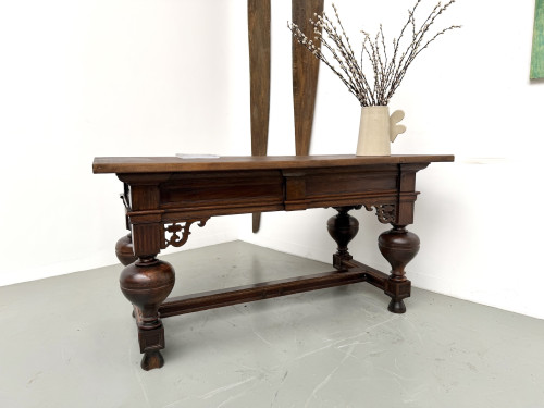 Bureau néo-Renaissance en chêne massif, circa 1900, vue 27