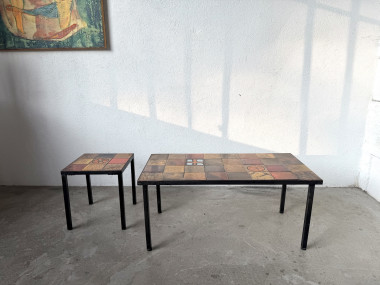 Duo de tables basses en céramique émaillée, vue 4