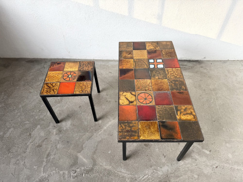 Duo de tables basses en céramique émaillée, vue 10