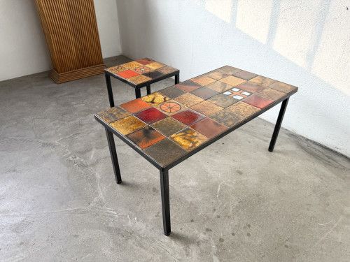 Duo de tables basses en céramique émaillée, vue 12