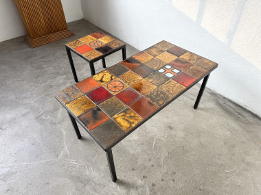 Duo de tables basses en céramique émaillée, vue 13