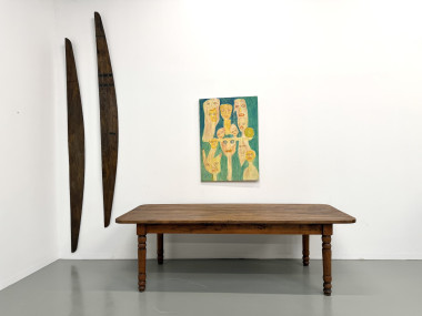 Grande table de ferme en pin des années 50, vue 3