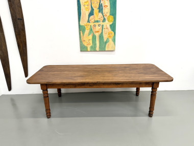 Grande table de ferme en pin des années 50, vue 4