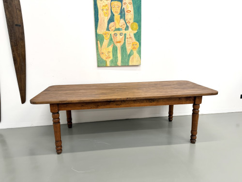 Grande table de ferme en pin des années 50, vue 5