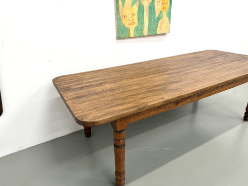 Grande table de ferme en pin des années 50, vue 6